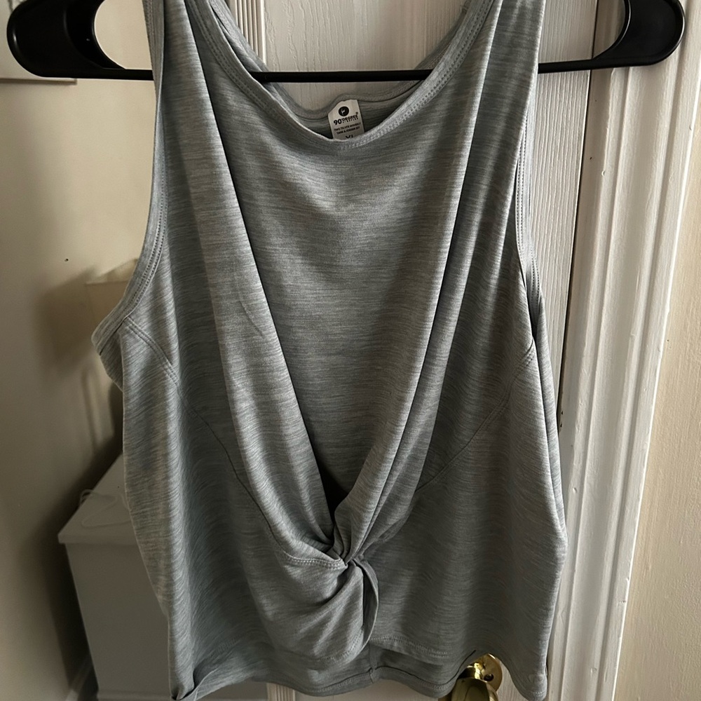 90 Degree By Reflex Heather Gray Twist Knot Tank Top